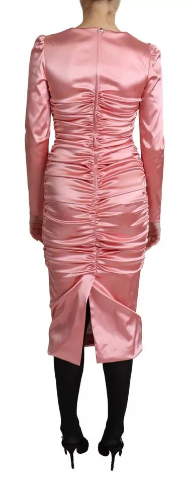 Dolce & Gabbana Rosa Langärmeliges Bodycon Etuikleid Midikleid