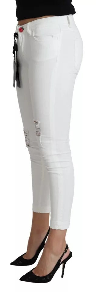 Dolce & Gabbana Weiße Baumwoll-Distorsionsjeans mit schöner Passform aus Denim
