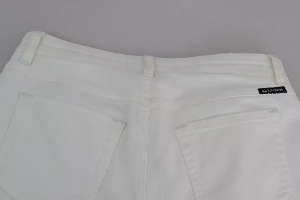 Dolce & Gabbana Weiße Baumwoll-Distorsionsjeans mit schöner Passform aus Denim
