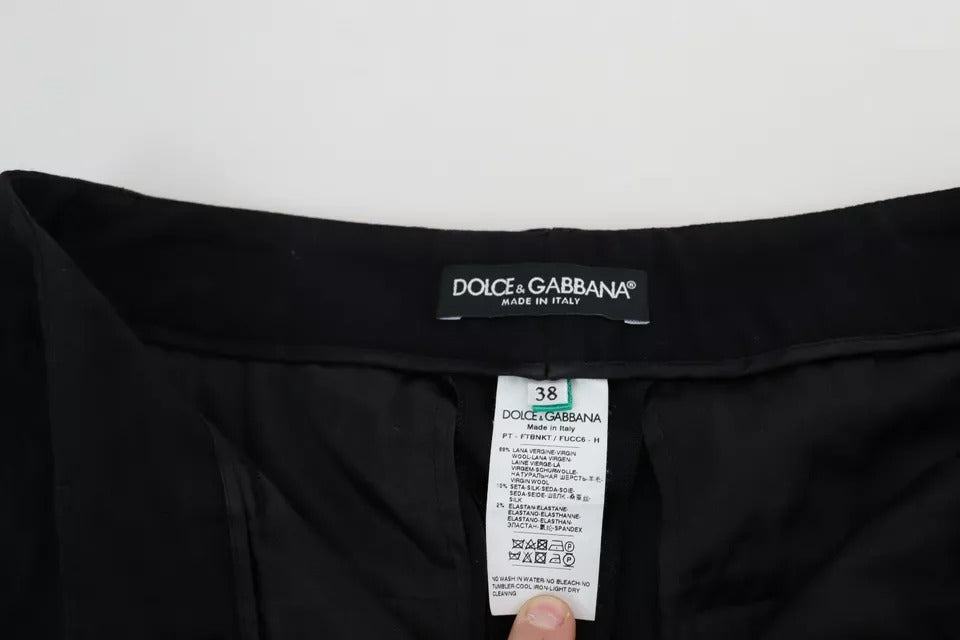 Dolce & Gabbana Schwarze Schurwoll-Stretch-Skinny-Hose