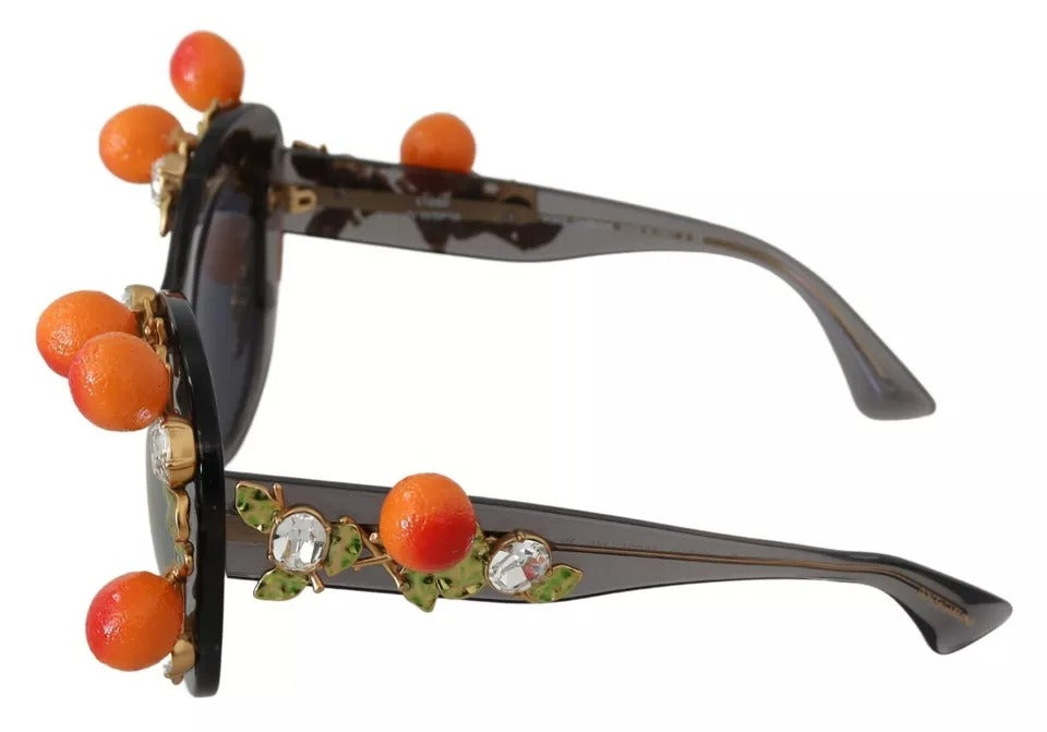 Dolce & Gabbana DG4283B Sonnenbrille aus Acetat mit orangefarbenen Kristallen und Applikationen