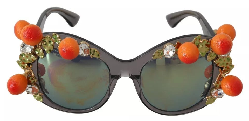 Dolce & Gabbana DG4283B Sonnenbrille aus Acetat mit orangefarbenen Kristallen und Applikationen