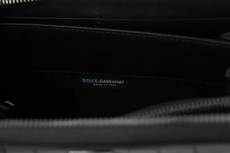 Dolce & Gabbana Braune Continental Clutch Geldbörse mit Reißverschluss aus exotischem Leder