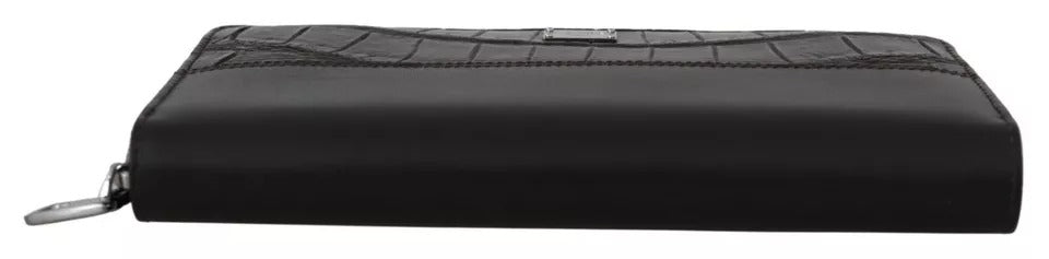 Dolce & Gabbana Braune Continental Clutch Geldbörse mit Reißverschluss aus exotischem Leder