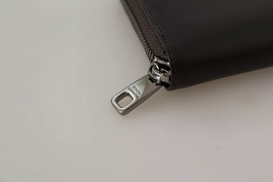 Dolce & Gabbana Braune Continental Clutch Geldbörse mit Reißverschluss aus exotischem Leder