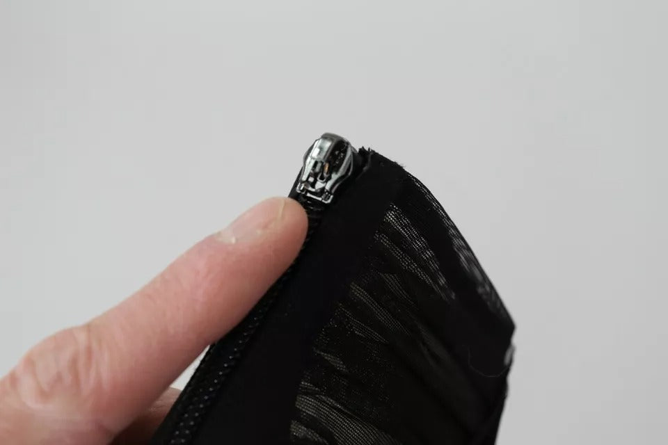 Dolce & Gabbana Schwarze Tüllstiefel Stiletto Heels Schuhe