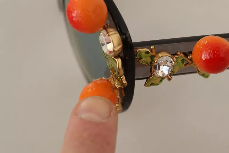 Dolce & Gabbana DG4283B Sonnenbrille aus Acetat mit orangefarbenen Kristallen und Applikationen