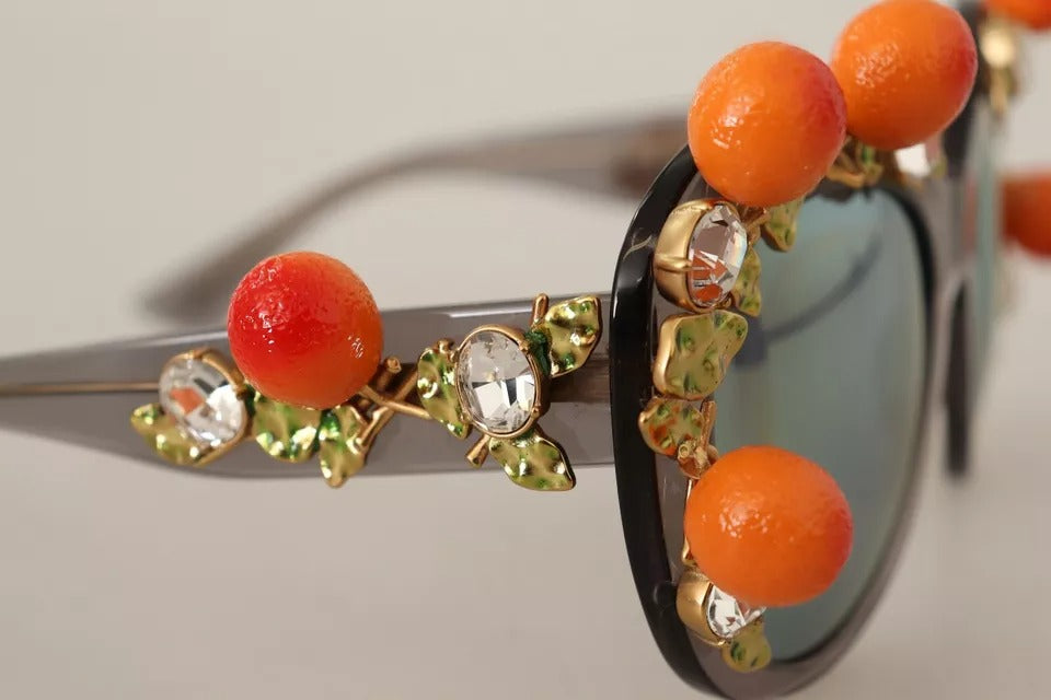 Dolce & Gabbana DG4283B Sonnenbrille aus Acetat mit orangefarbenen Kristallen und Applikationen