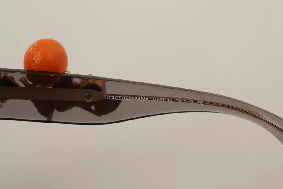 Dolce & Gabbana DG4283B Sonnenbrille aus Acetat mit orangefarbenen Kristallen und Applikationen