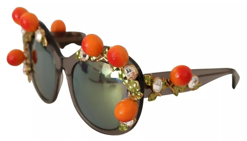 Dolce & Gabbana DG4283B Sonnenbrille aus Acetat mit orangefarbenen Kristallen und Applikationen