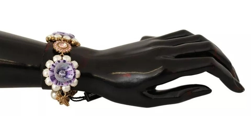 Dolce & Gabbana FIORI BLOOMING Florales Armband mit Barockkristallen aus Messing