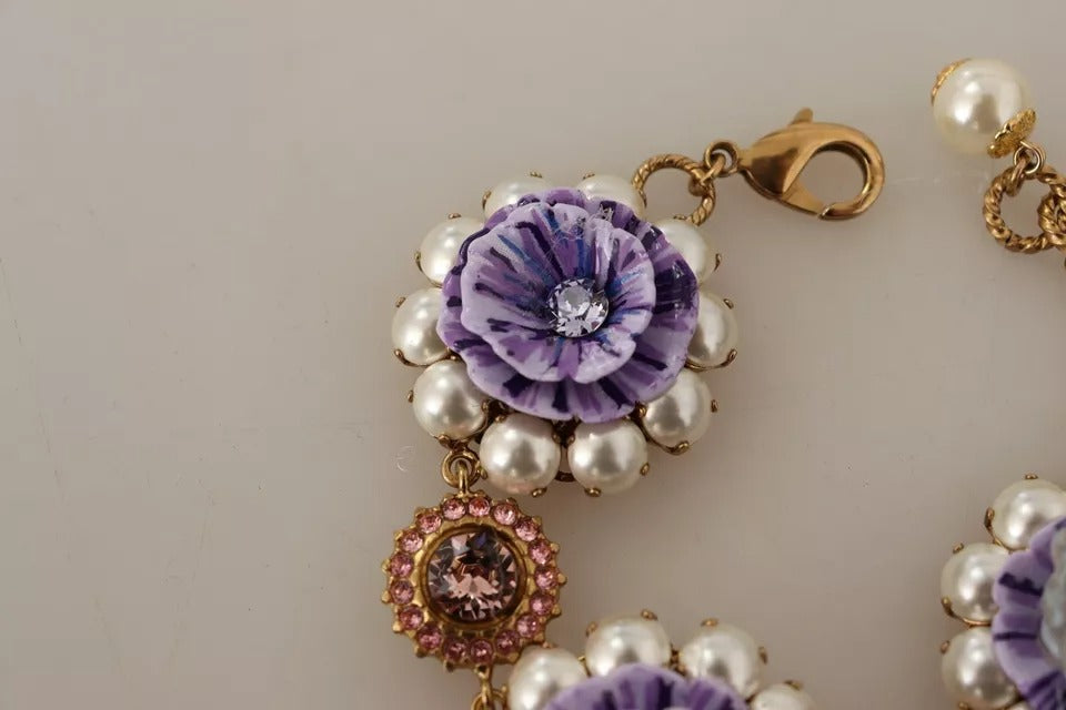 Dolce & Gabbana FIORI BLOOMING Florales Armband mit Barockkristallen aus Messing