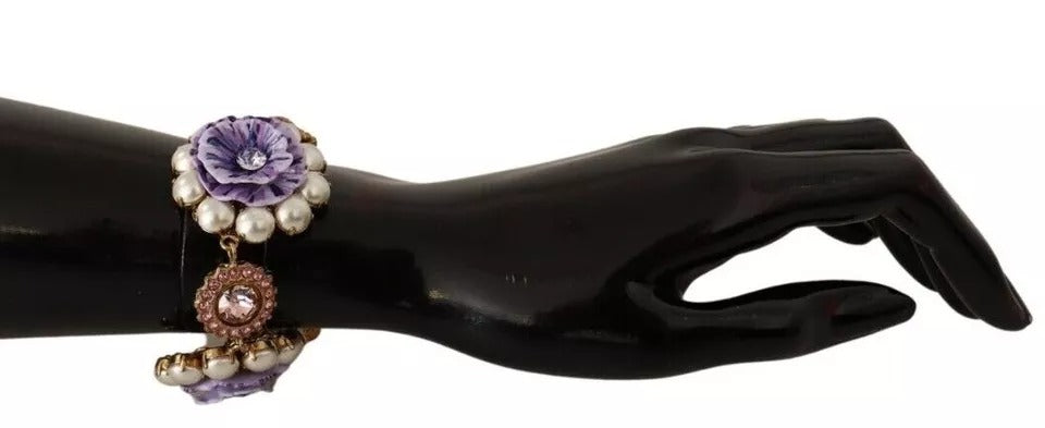 Dolce & Gabbana FIORI BLOOMING Florales Armband mit Barockkristallen aus Messing