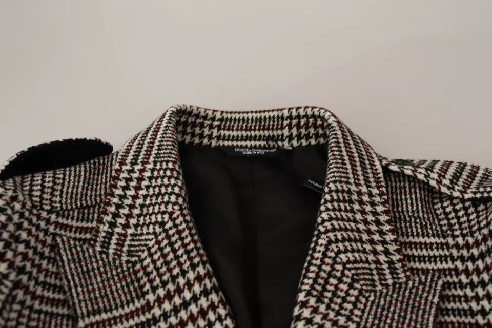 Dolce & Gabbana Grauer karierter langer Trenchcoat Jacke