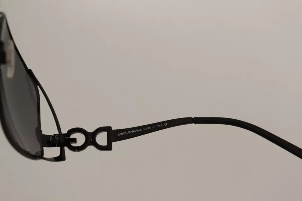 Dolce & Gabbana Schwarzer Metallrahmen Logo Kristalle Sonnenbrillen DG2016B