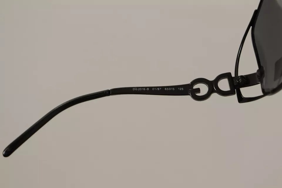 Dolce & Gabbana Schwarzer Metallrahmen Logo Kristalle Sonnenbrillen DG2016B