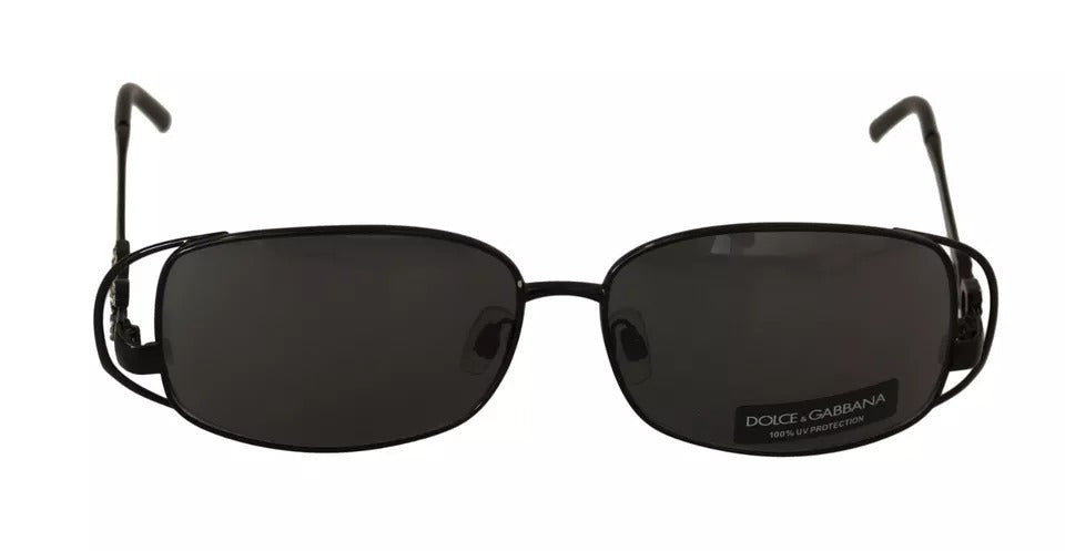 Dolce & Gabbana Schwarzer Metallrahmen Logo Kristalle Sonnenbrillen DG2016B