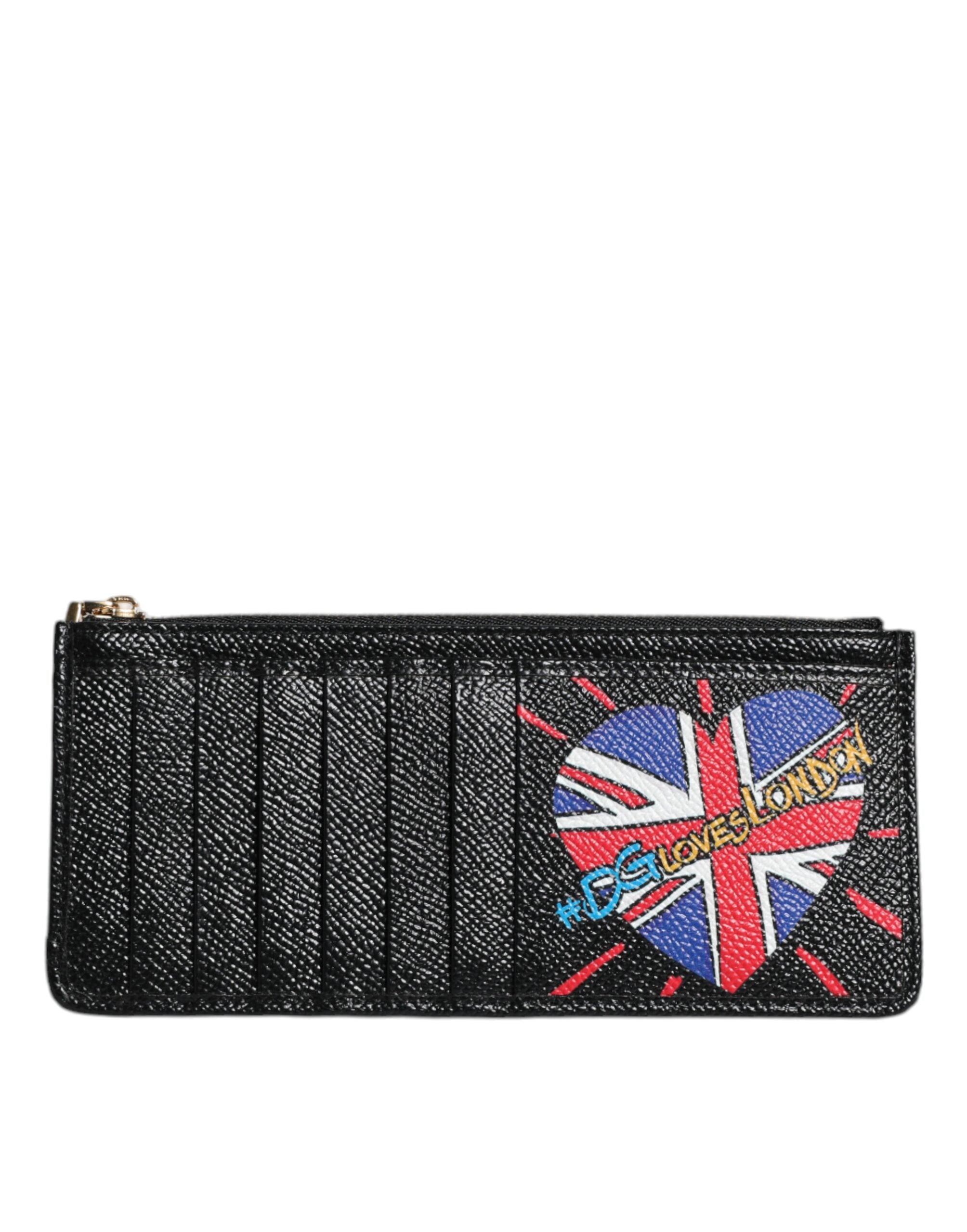 Dolce & Gabbana Schwarzes Leder #DGLovesLondon Kartenhalter Etui Brieftasche