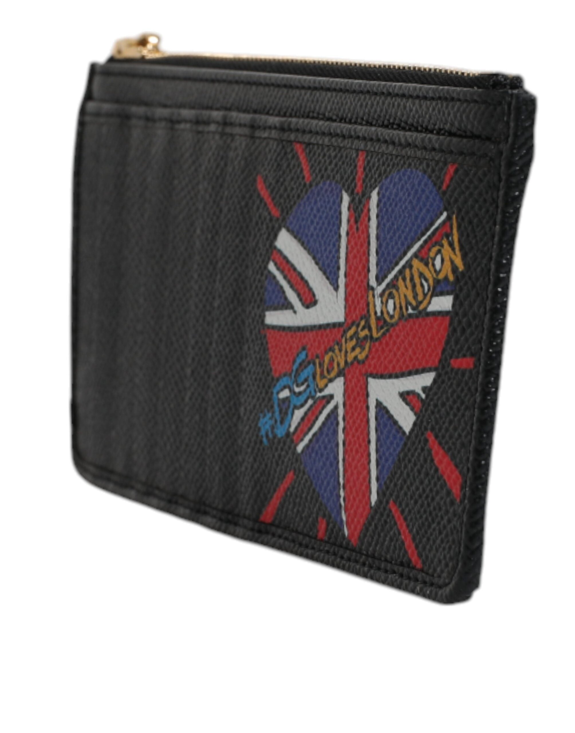 Dolce & Gabbana Schwarzes Leder #DGLovesLondon Kartenhalter Etui Brieftasche