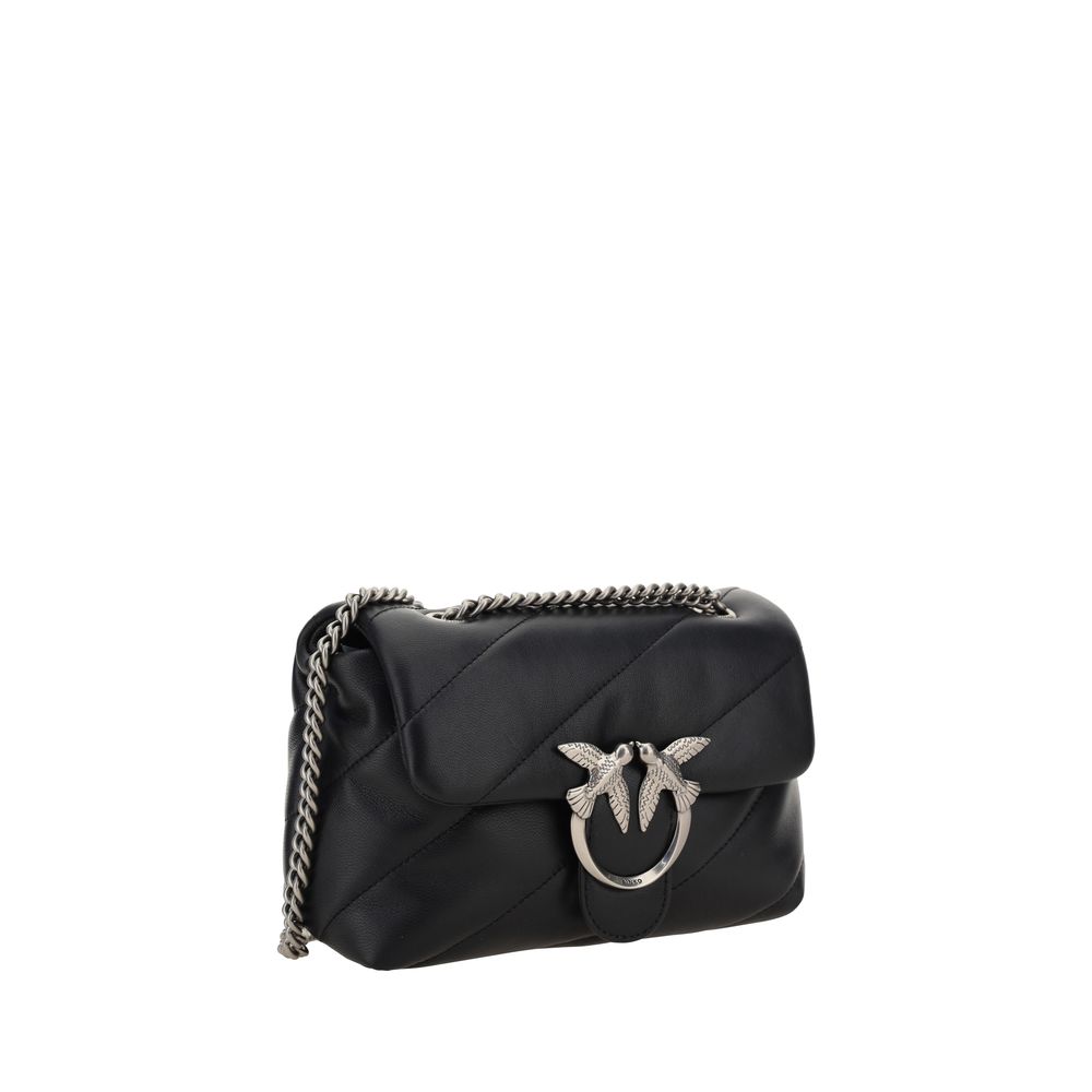 PINKO Schwarze Kalbshaut Bos Taurus Schultertasche