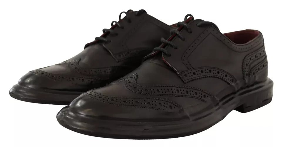Dolce & Gabbana Schwarze perforierte Leder Schnürschuhe Derby