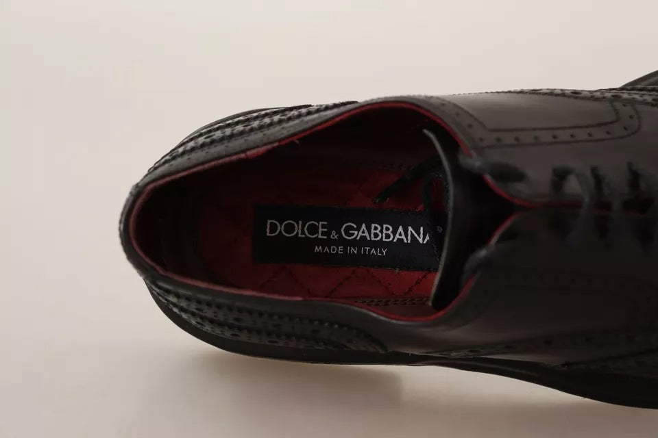 Dolce & Gabbana Schwarze perforierte Leder Schnürschuhe Derby