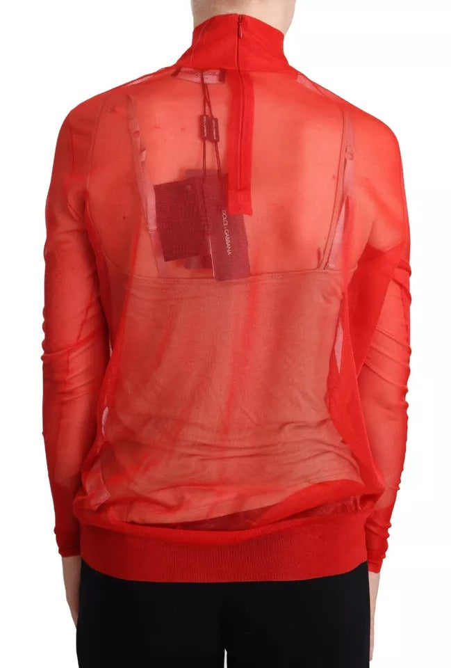 Dolce & Gabbana Orange halbtransparente Bluse Pullover