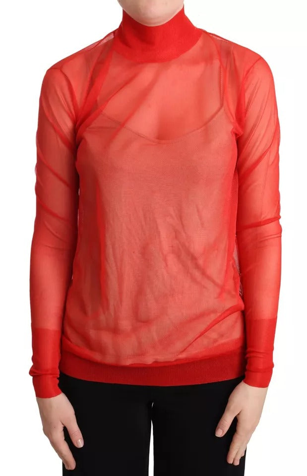 Dolce & Gabbana Orange halbtransparente Bluse Pullover