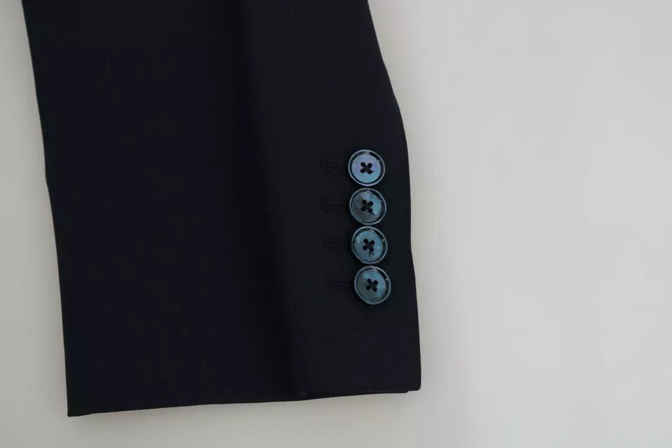 Dolce & Gabbana Blauer Wolle MARTINI Blazer Weste 2-Teiler