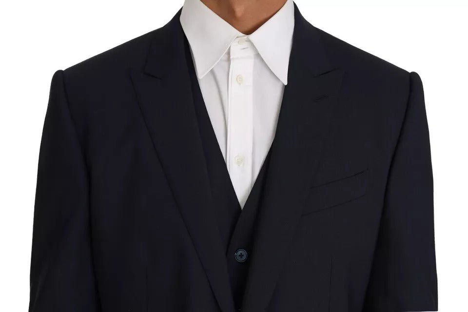 Dolce & Gabbana Blauer Wolle MARTINI Blazer Weste 2-Teiler