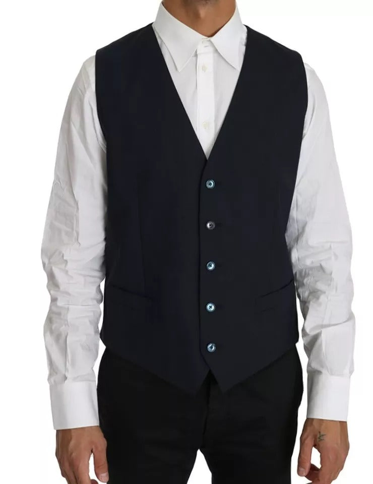 Dolce & Gabbana Blauer Wolle MARTINI Blazer Weste 2-Teiler