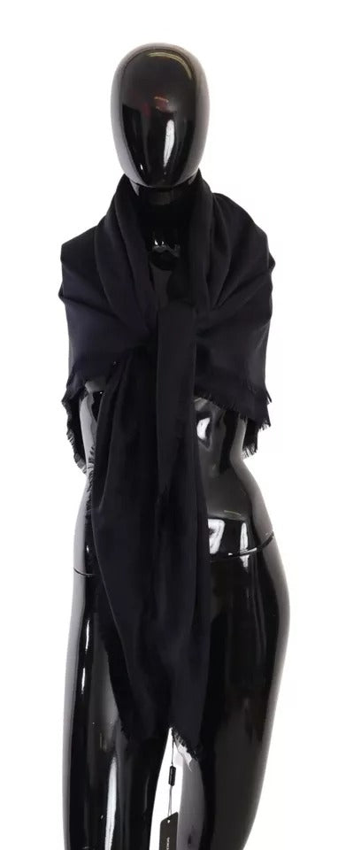 Dolce & Gabbana Schwarzer Fransenschal aus Seide und Wolle