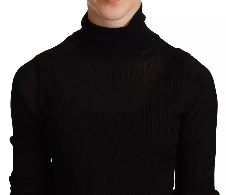 Dolce & Gabbana Schwarzer Rollkragenpullover mit schmaler Passform