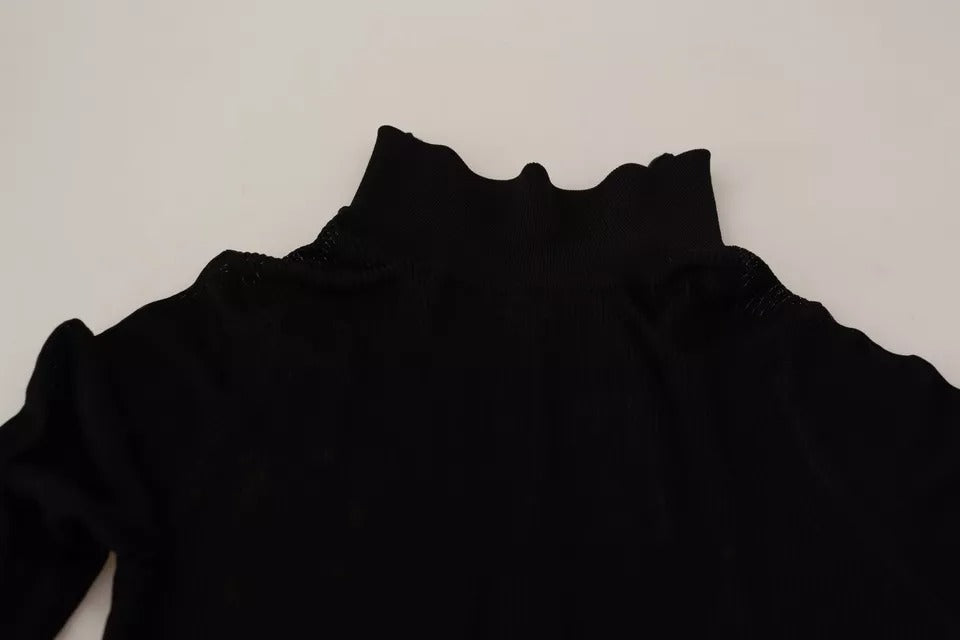 Dolce & Gabbana Schwarzer Rollkragenpullover mit schmaler Passform