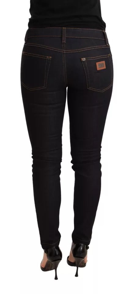Dolce & Gabbana Blaue Baumwoll-Stretch-Denim-Jeans mit schmaler Passform