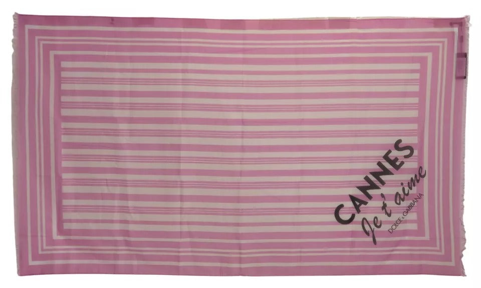 Dolce & Gabbana Rosa-weiß gestreifter Wickelschal aus Baumwolle