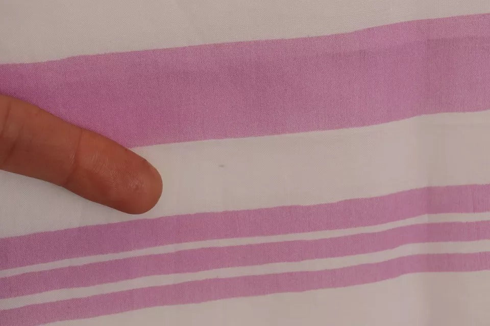 Dolce & Gabbana Rosa-weiß gestreifter Wickelschal aus Baumwolle