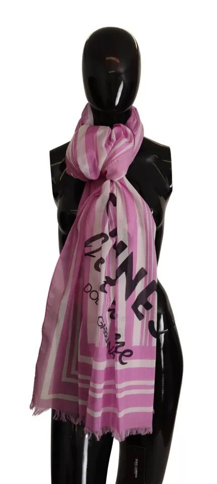 Dolce & Gabbana Rosa-weiß gestreifter Wickelschal aus Baumwolle