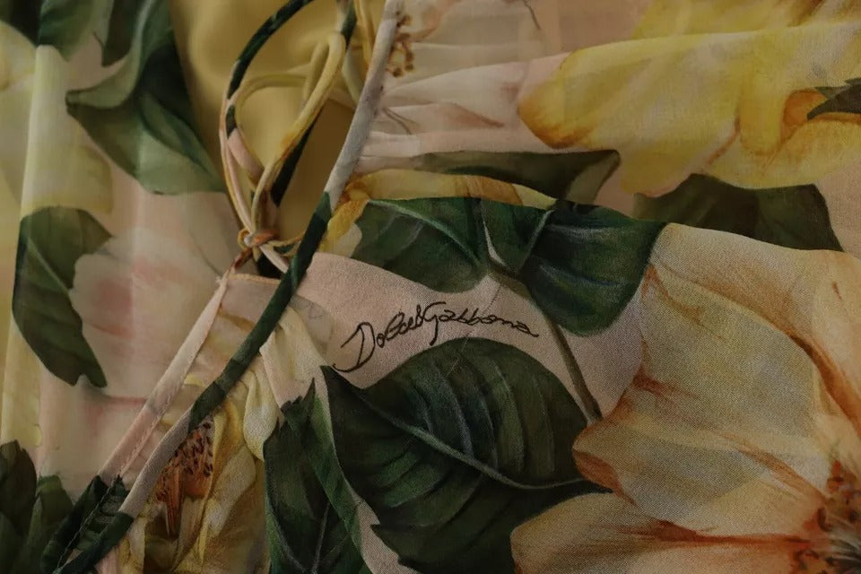 Dolce & Gabbana Langes Maxikleid mit Blumendruck aus Seide in mehreren Farben