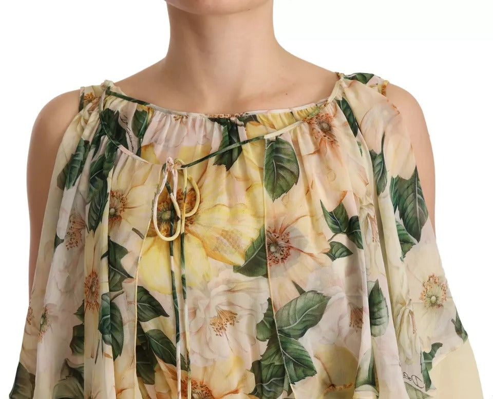 Dolce & Gabbana Langes Maxikleid mit Blumendruck aus Seide in mehreren Farben