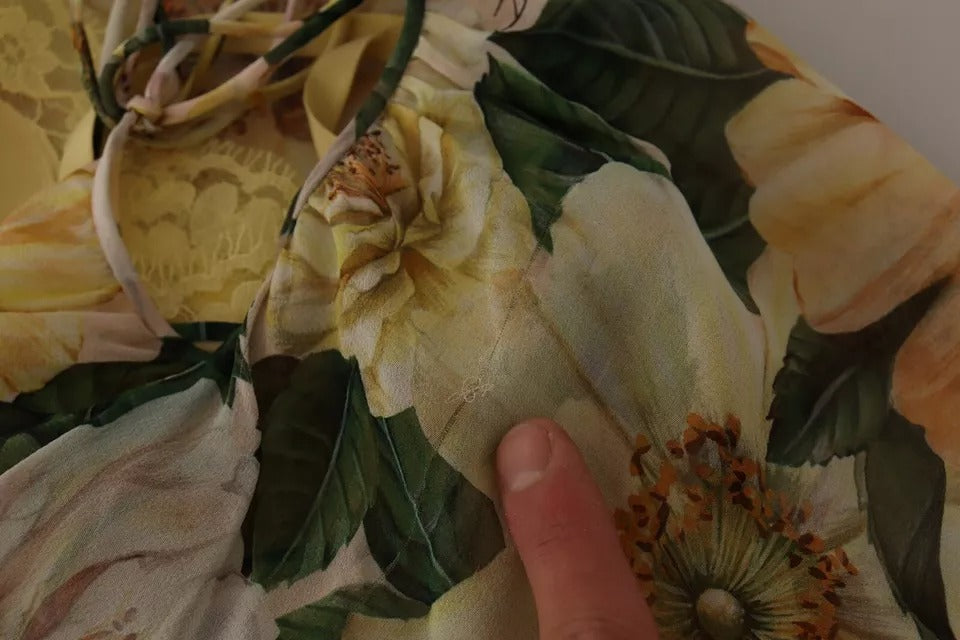 Dolce & Gabbana Langes Maxikleid mit Blumendruck aus Seide in mehreren Farben