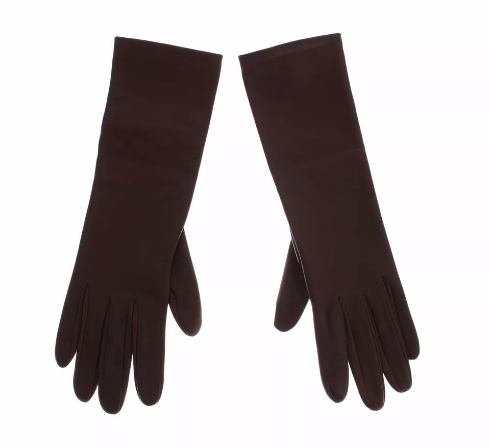 Dolce & Gabbana Braunes Leder Handgelenk Slim Frauen Handschuhe