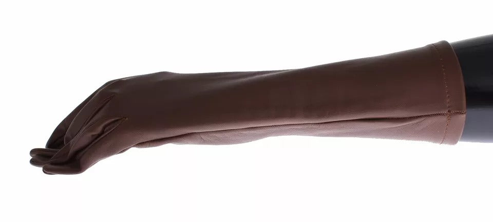 Dolce & Gabbana Braunes Leder Handgelenk Slim Frauen Handschuhe
