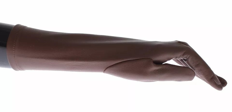 Dolce & Gabbana Braunes Leder Handgelenk Slim Frauen Handschuhe