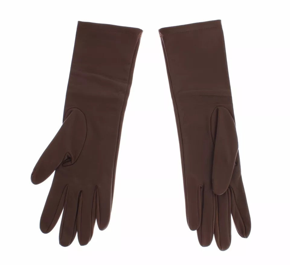 Dolce & Gabbana Braunes Leder Handgelenk Slim Frauen Handschuhe