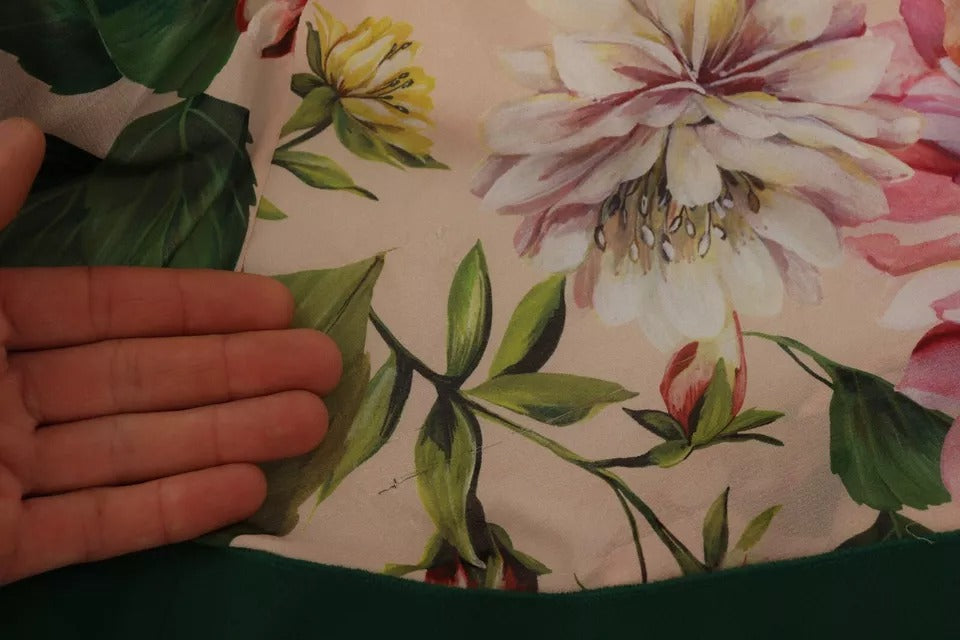 Dolce & Gabbana Rosa A-Linien Mantel Floral Pussy Bow Langes Kleid