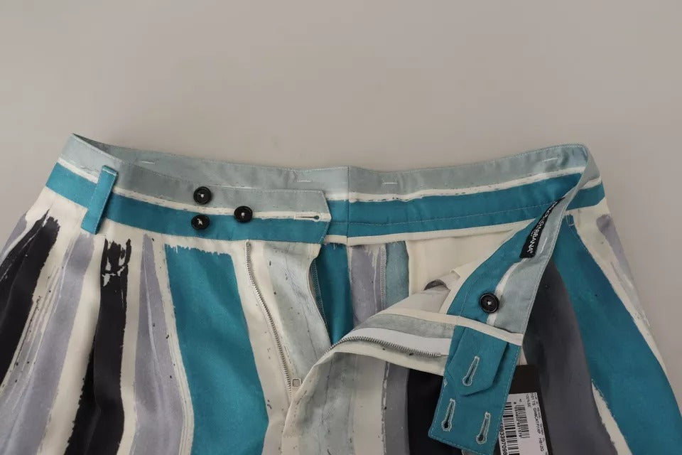 Dolce & Gabbana Mehrfarbig gestreifte Seiden-Tapered Pants