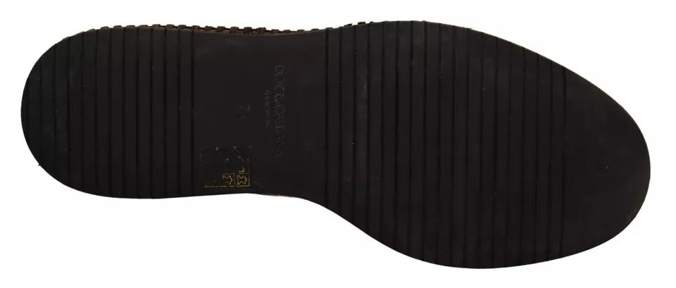 Dolce & Gabbana Beige Mokassins Slip On Leder Männer Schuhe