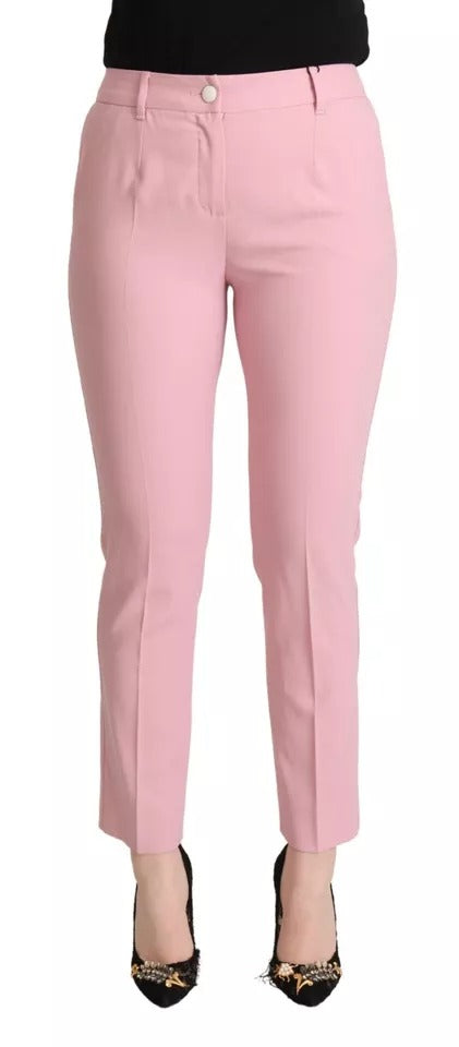 Dolce & Gabbana Rosa Wolle Mid Waist Tapered Pants