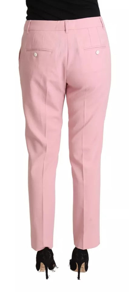Dolce & Gabbana Rosa Wolle Mid Waist Tapered Pants